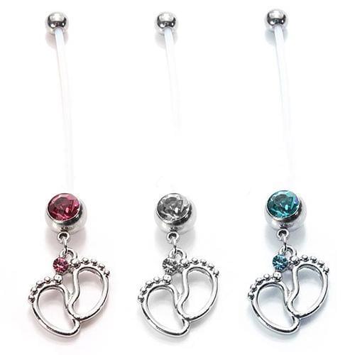 Women Baby Feet Flexible Bar Pregnancy Maternity Belly Navel Ring Body Piercing new