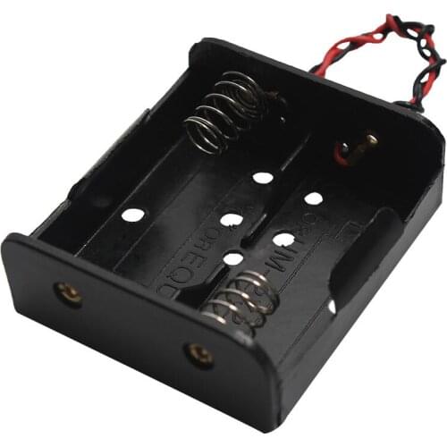 Plastic Battery Holder Storage Box Black Case for 2 X C Size Batteries With Wire Leads 2 Slots 3V Clip DIY Accessories
