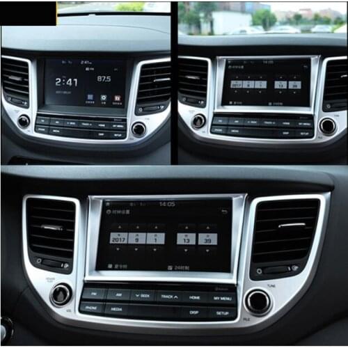 FIT FOR HYUNDAI TUCSON TL 2015 2016 DASH NAVI SCREEN PANEL INTERIOR CHROME COVER TRIM FRAME GARNISH STYLING CENTER BEZEL MOLDING