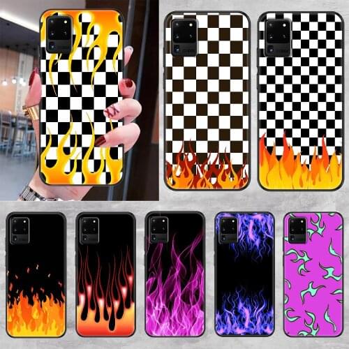Luxury Colorful Flame Phone case For Samsung Galaxy Note 4 8 9 10 20 S8 S9 S10 S10E S20 Plus UITRA Ultra black painting funda