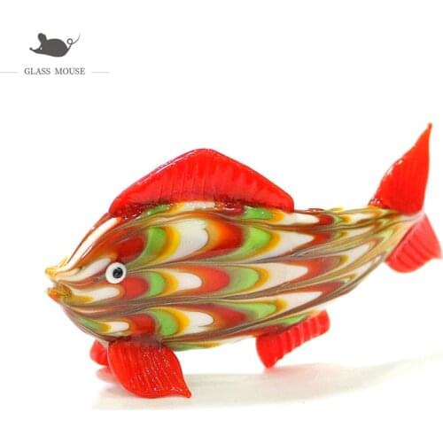 Christmas Aquarium Decor Murano Glass Fish Figurine Cute Vivid Miniature Sea Animals Craft Ornament Holiday Party Gifts For Kids
