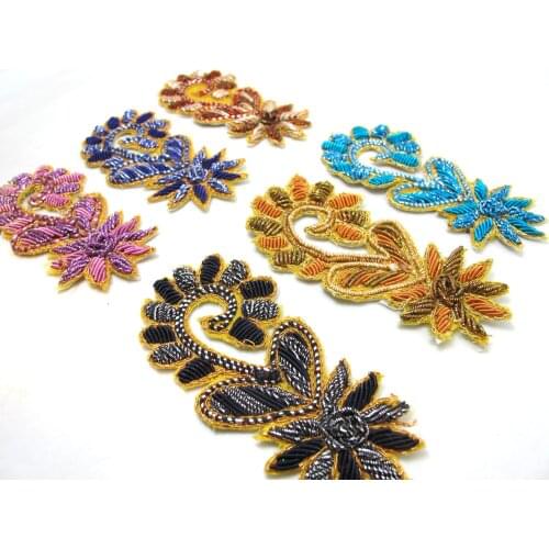 Handmade Bullion Wire Embroidery Patch Applique