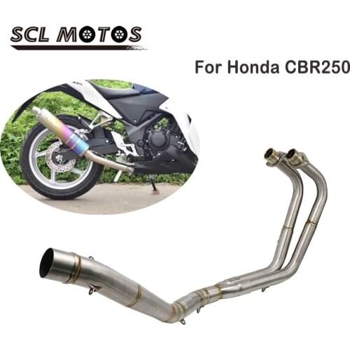 SCL MOTOS 1Set Motorcycle Stainless Steel Exhaust Mid Tube Link Pipe Connect Pipe Full System For Honda CBR250/CBR250R 2018-2019