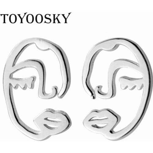 Newest 2019 Hollow Face Stud Earrings Unique Design Girls 925 Sterling Silver Ear Jewelry 8223