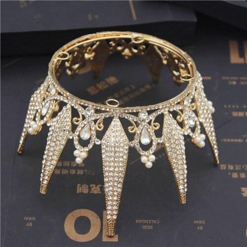 Baroque Royal Queen Crystal Wedding Crown Bridal Tiaras and Crowns Princess Small Diadem Bride Hair Jewelry Accessories