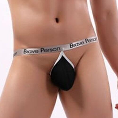 Open Butt Crotchless Panties Men Sexy Convex Pouch Underwear G-string Briefs Pouch Thong Breathable T-Back Underpants Hollow