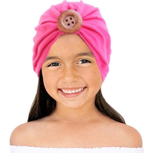 Solid Cotton wood Turban Headband For Girls cotton Stretchy Beanie Hat Headwear Baby Hair Accessories