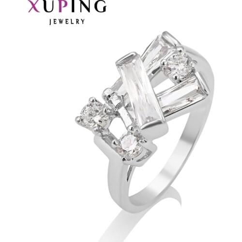 Xuping Fashion Rhodium Color Plated Rings Beautiful Jewelry for Women Trendy Party Valentines Day Gift 13239