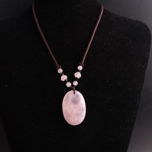 1PC Hand Knotter String Oval stone necklace Crystal quartz Natural Stone Beads Energy Women Necklace Women jewelry drop shipping