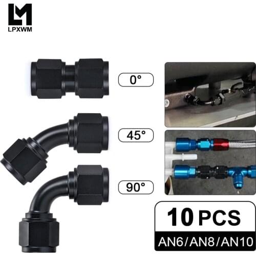 10 PCS Universal 0 45 90 Degree AN6 AN8 AN10 Female to AN6 AN8 AN10 Female Hydraulic hose Elbow Oil Cooler Fitting Hose Fitting