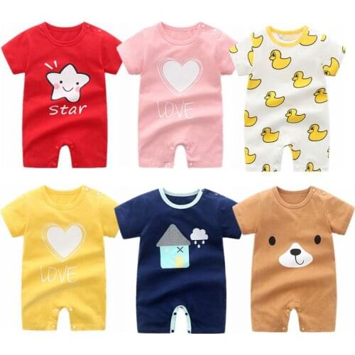 Summer 2020 Baby Boys Clothes Cotton Jumpsuit Short Sleeve Romper For Kids Girl Body Overalls , 0-24M Infant Toddler Rompers