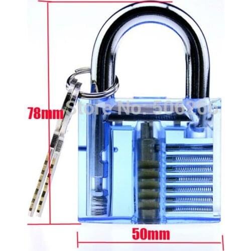 50MM Transparent Cutaway Inside View Of Practice lock pick Locksmith Security Training Tool Blue