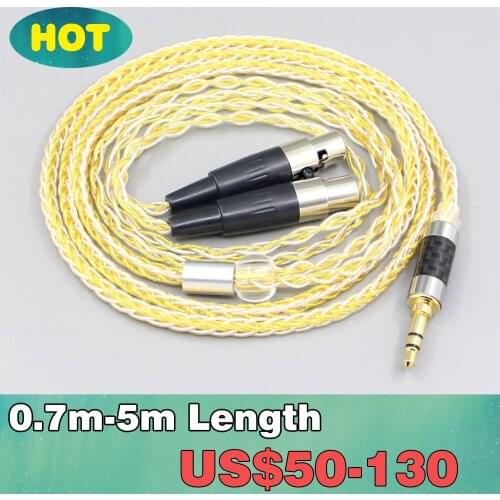 8 Core Silver Gold Plated Braided Earphone Cable For Meze Empyrean Headphone LN007332