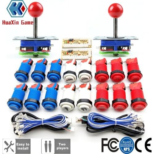 Arcade DIY KIT ZIPPY Joystick American Style HAPP Type COIN 2 Player Push Button with Micro Switch and Zero Delay Encoder for PC
