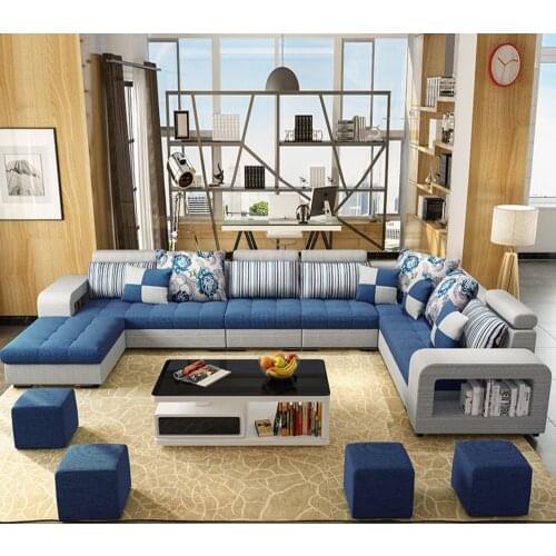 Large size washable cloth simple modern living room corner U-shaped combination sofa
