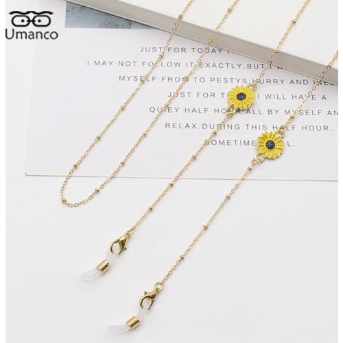 Gold Metal Mask Glasses Chain for Women With Oil Drop Dassiy Pendant INS Sunglasses Chain Neck Hanging Jewelry Accessories