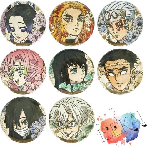 Demon Slayer: Kimetsu no Yaiba Anime Badge Tomioka Giyuu Kochou Shinobu Rengoku Kyoujurou Hashira Metal Badge Brooch Pins