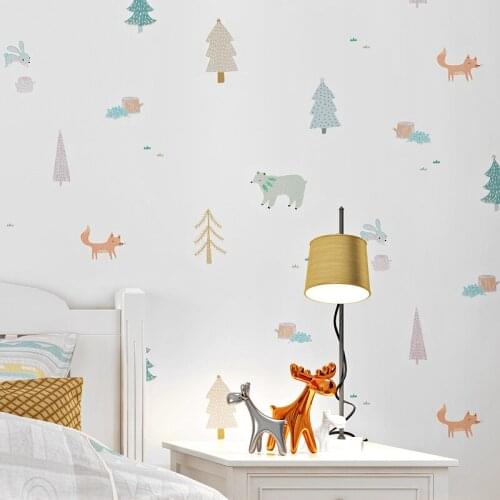 Childrens Wallpaper Bedroom Girls' Boys' Room Nordic Style Graffiti cute animal Korean cartoon wallpape