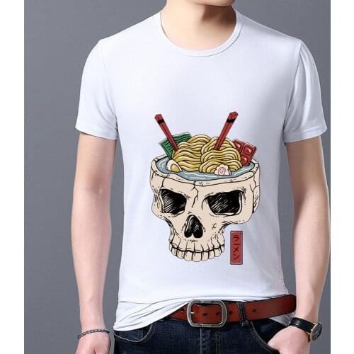 Summer Mens T-shirt White Classic Male Top Fashion Japanese Cartoon Comics Pattern Print Series O-neck Man Short Sleeve Clothes