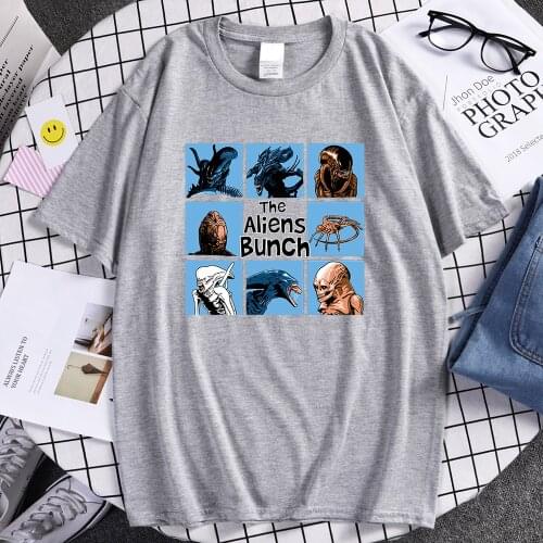 The Aliens Bunch Horror Print T-Shirts Men Cotton Breathable T Shirt Summer 2020 Casual Tee Shirt Hip Hop Harajuku Male Tshirt