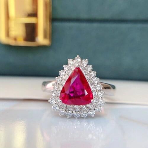 H218 Ruby Ring Fine Jewelry Solid 18K Gold Nature Red Ruby 2.02ct Diamonds Rings for Women Fine Presents