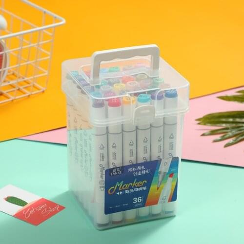 Exquisite Boxed Markers 24/36/48/80 Color Sketch Art Marker Pen Alcohol Based Sketch Felt-Tip Oily Twin Brush Pen Art Supplies