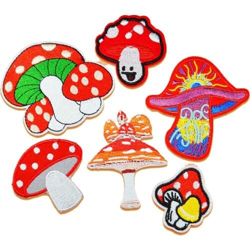 Cactus Mushroom Succulent Plant Embroidered Patch Applique Cute Patches Fabric Badge Garment DIY Apparel Accessories Badges