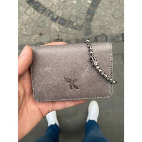 Karali Leather Magnet Badge Holder Crazy Winger GriHakiki Leather Wallet-Zircon Bracelet Gift