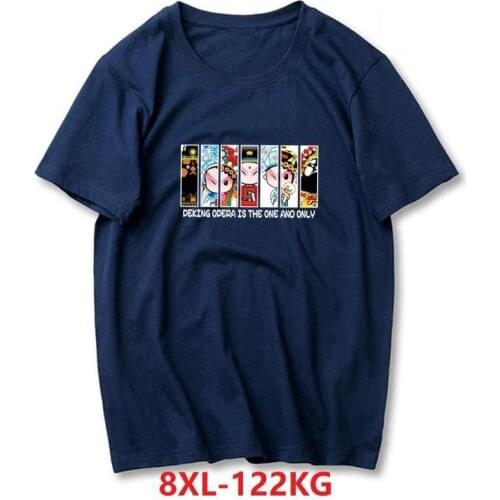 Summer Mens T-shirt Funny Large Size Large Size 6XL 7XL T-shirt 8XL Solid Color Trendy Printed Cotton O-neck Loose Navy Blue