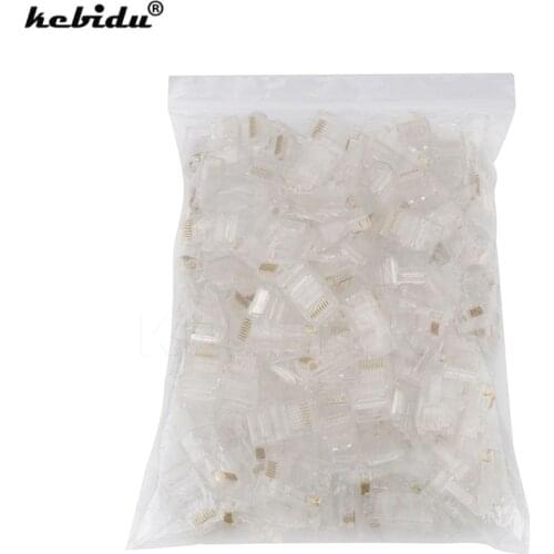 Kebidu Best 50pcs/lot RJ45 RJ-45 CAT5 Modular Plug Network Connector for UTP Cat5 Cat5e Network Cable Crystal