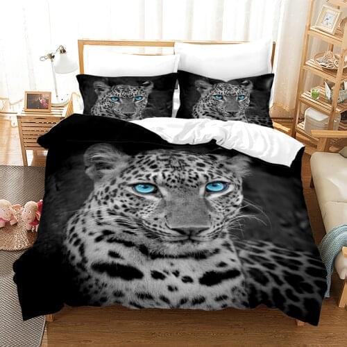 Leopard Bedding Set Single Twin Full Queen King Size Animal Panther Bed Set Childrens Kid Bedroom Duvetcover Sets 3D Design 003