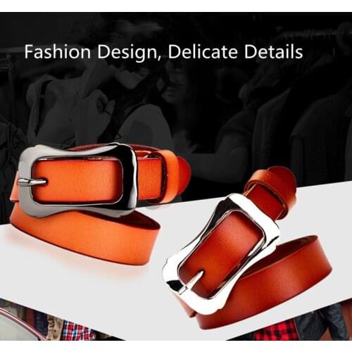 New Luxury Brand High quality Women Genuine Leather Belts Silver Lock Pin Buckle Dress Jeans Waistband Belt Width 2.3cm