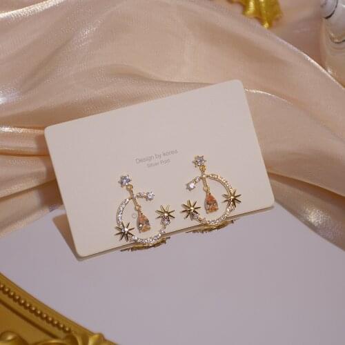 New Design Fashion Jewelery Crystal Flower Exquisite 14K Real Gold Plated Earrings for Woman Holiday Party Daily Elegant Earring