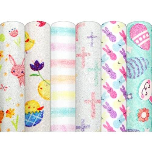 20*33cm Easter Rabbit Egg Fine Glitter Faux Synthetic Leather For Bow-knot bags Wallet Phone Cover Scrapbook DIY,1Yc14451