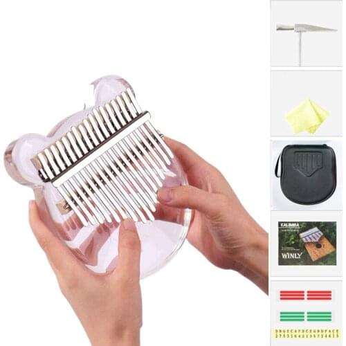 Kalimba Thumb Piano Crystal Transparent Bear\Cat\Mouse\Fox Beginner Musical instrument Portable Finger Mbira 17 Key with Bag