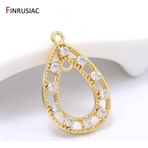 Earring Making Supplies 14K Gold Plated Copper Zircon Series Charm Pendant For Earrings Necklaces Jewellery Making Parts