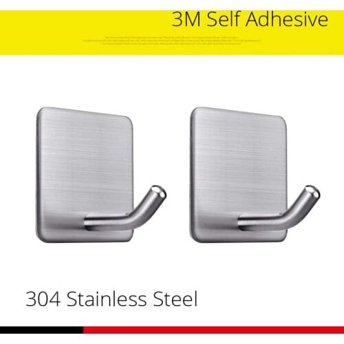 3M Sticker Adhesive Stainless Steel Wall Mount Holder Hook 1pc Door Clothes Coat Hat Hanger Hanger Towel Clothes Robe Rack