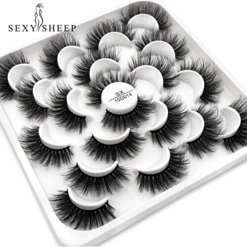 SEXYSHEEP 10/8/5Pairs Thick False Eyelashes Dramatic Fake Eyelash Handmade Faux Mink Lashes Natural Eyelash Extension Reusable M