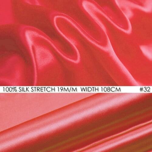 SILK STRETCH SATIN Fabric 108cm width 19momme Natural Silk Chinese Silk Fabric Supplier Sewing Factory Wholesale Tomato NO 32