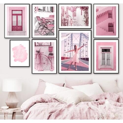 Nordic Posters And Prints Ballet Girl Bridge Window Stair Wisteria Wall Art Canvas Painting Wall Pictures For Living Room Decor