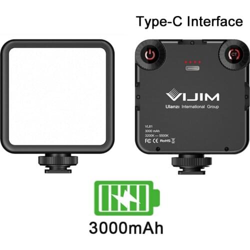 Ulanzi VIJIM VL81 Rechargable Vlog Fill Light 3200k-5600K 850LM 6.5W Dimmable Mini LED Video Light for Smartphone SLR Camera