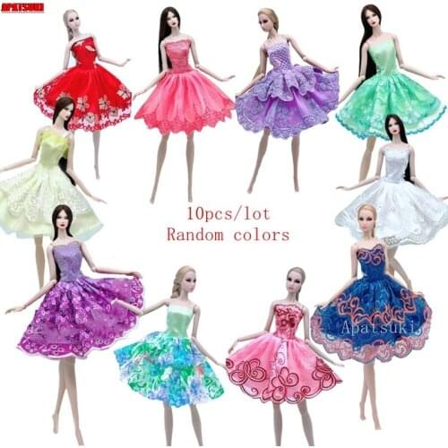10pcs/lot Ballet Tutu Dress For Barbie Doll Clothes Evening Gown For Barbie Dolls Outfits 1/6 Dolls Accessories Kids DIY Toys