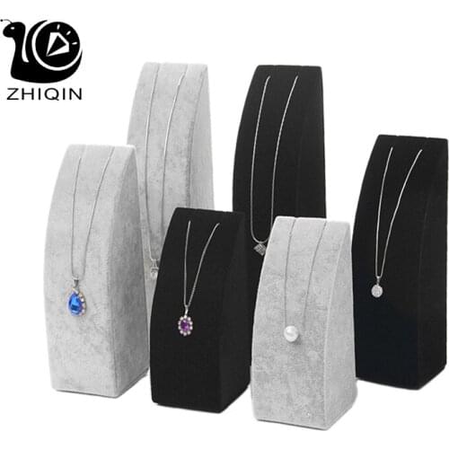 ZHIQING Velvet Columns Necklace Pendant Display Organizer Holder Stand Pendant Display Desktop Counter Jewelry Display Rack