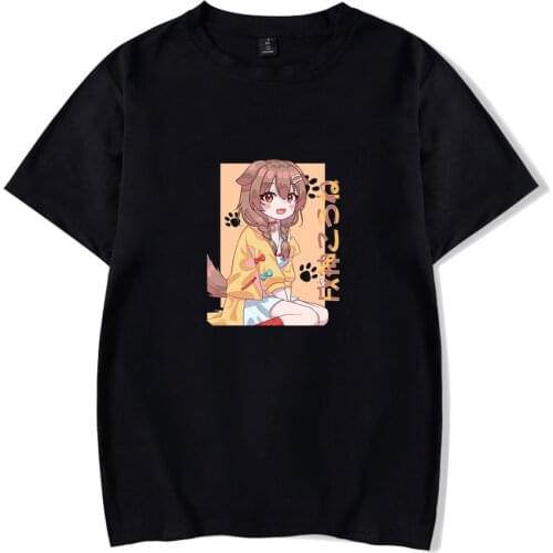 Japan Harajuku style HOLOlive Inugami Korone 2D Summer Harajuku Mens T-shirts Short Sleeves Mens Street Wear Clothing