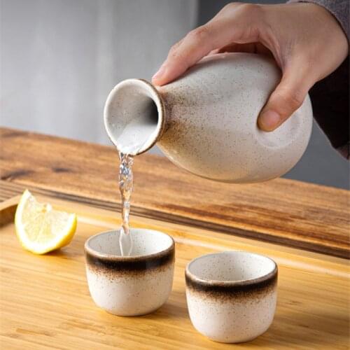 Japanese creative ceramic Japanese sake wine burner wine warmer household vintage wine distributor small wine cup tray set