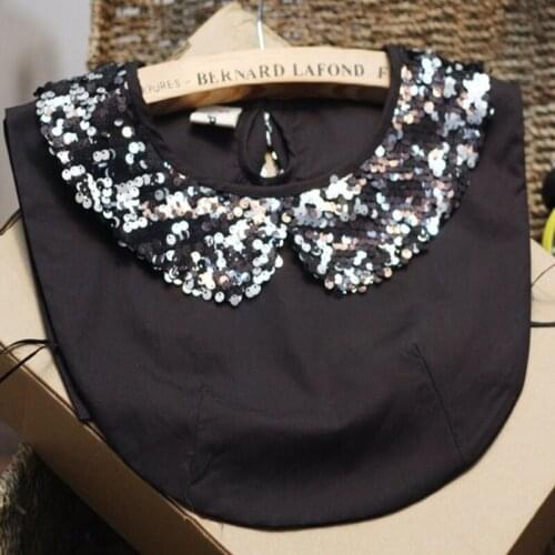 Shirt fungus black ribbon wave collar Embroidery Fake half Shirt Collar Women ladies Lapel peter pan false collier femme