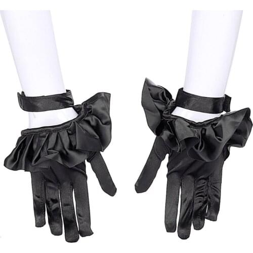 Ruffle Gloves for Women Handmade Gothic Ornament Cute Elegant Gloves for Wedding Dinner Halloween Cosplay Party Props