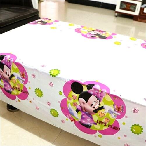 1pcs Cartoon Minnie Mouse Party Tablecloth Kids Event Party Supplies Kids Favors Cartoon Paper Family Reunion Tablecloth