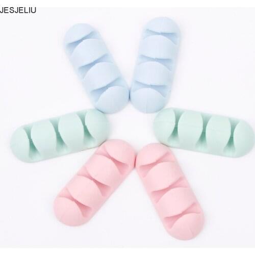 1xUniversal Desktop Fixing Clip Silicone Line Card Sticky Wire Holder Data Cable random color
