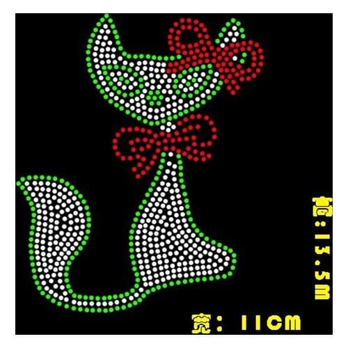 2pc/lot Bowknot fox iron on applique patches hot fix rhinestone transfer motifs for childrens clothes shirt